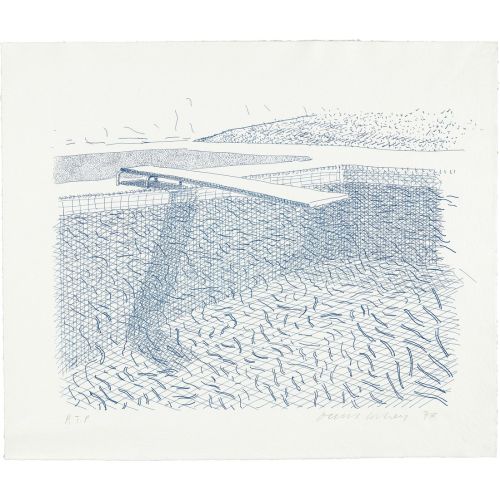 David Hockney, Çizgilerden Yapılmış Litografik Su 1980