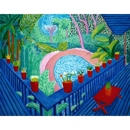 David Hockney, Bahçedeki Kırmızı Saksılar David Hockney, Bahçedeki Kırmızı Saksılar