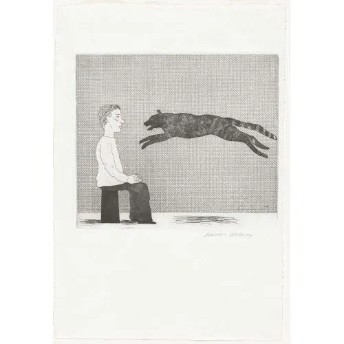David Hockney, A Black Cat Leaping 1969