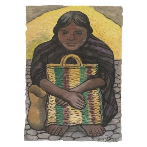 Diego Rivera, Önünde Sırt Çantası İle Oturan Kadın Diego Rivera, Önünde Sırt Çantası İle Oturan Kadın