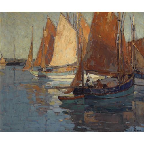 Brittany Sailboats On Harbor, Edgar Alwin Payne