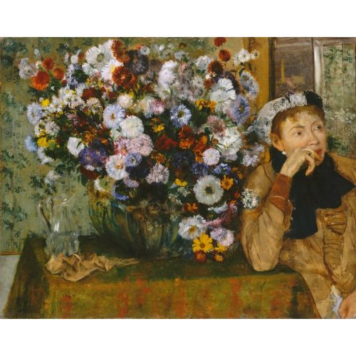 Edgar Degas, A Woman Seated Beside A Vase Of Flowers Madame Paul Valpincon