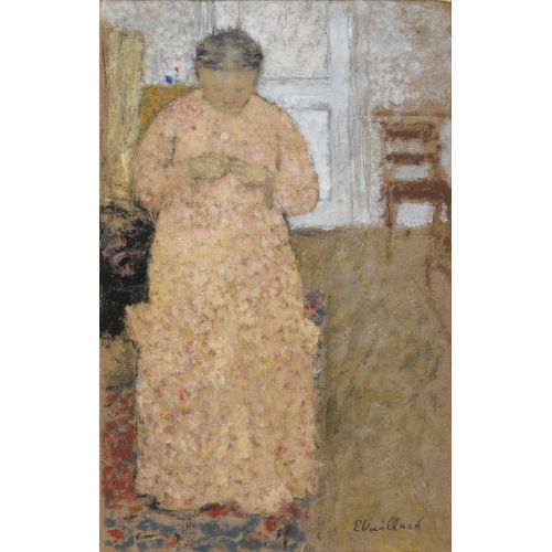 Edouard Vuillard, Knitting Woman In Pink Dress