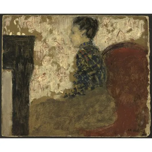 Edouard Vuillard, Woman Sitting By The Fireside Post Impressionism Edouard Vuillard, Woman Sitting By The Fireside Post Impressionism Art Movements Canvas, Drawing Paper Prints, Reproduction Oil