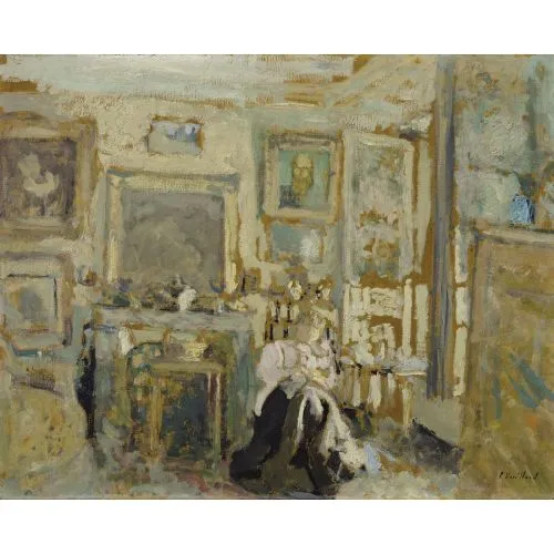 Edouard Vuillard, Temiz Bir İç Mekanda Oturan Kadın Post Empresyonizm Sanat Akımları Kanvas Efektli Tablo, Resim Kağıdı