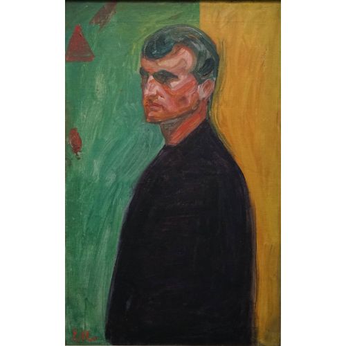 Edvard Munch, Self Portrait Against Two Colored Background