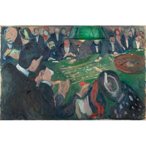 Edvard Munch Monte Carlodaki Rulet Masasında Sürrealizm Edvard Munch Monte Carlodaki Rulet Masasında Dışavurumculuk Sanat Akımları Kanvas Efektli Tablo, Resim Kağıdı Baskısı