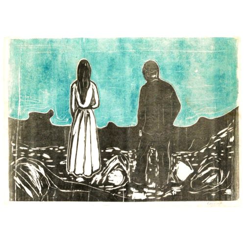Edvard Munch, Two Human Beings The Lonely Ones II Expressionism Edvard Munch Two Human Beings The Lonely OnesII Expressionism Art Movements Canvas, Drawing Paper Prints, Reproduction Oil