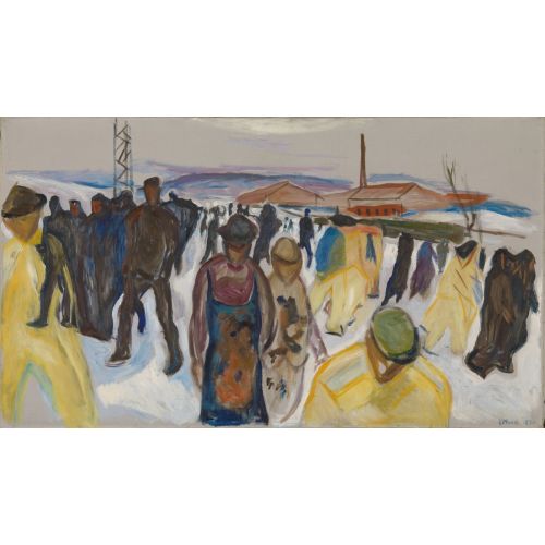 Edvard Munch Workers Returning Home Expressionism Art Movements Canvas, Drawing Paper Prints, Reproduction Oil Painting and High