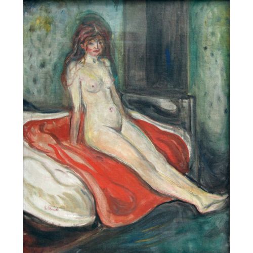 Edvard Munch, Kız Yatakta Çıplak Oturuyor Edvard Munch, Kız Yatakta Çıplak Oturuyor