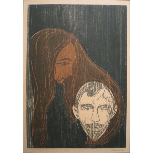 Edvard Munch, Kadının Saçında Adamın Başı Gravür Edvard Munch, Kadının Saçında Adamın Başı Gravür