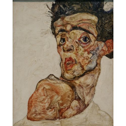 Egon Schiele, Autorretrato Con El Hombro Desnudo Levantado Egon Schiele, Autorretrato Con El Hombro Desnudo Levantado