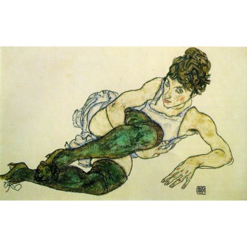Egon Schiele, Reclining Woman With Green Stockings Adele Harms Expressionism Art Movements Egon Schieles Reclining Woman with
