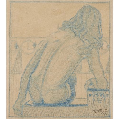 Egon Schiele, Arkadan Görülen Oturan Çıplak Egon Schiele, Arkadan Görülen Oturan Çıplak