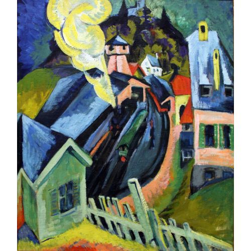 Ernst Ludwig Kirchner, Königstein İstasyonu Dışavurumculuk Sanat Akımları Kanvas Efektli Tablo, Resim Kağıdı Baskısı