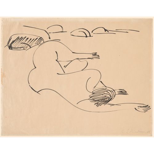 Ernst Ludwig Kirchner, Erna Lying On The Beach Among Rocks Ernst Ludwig Kirchner, Erna Lying On The Beach Among Rocks