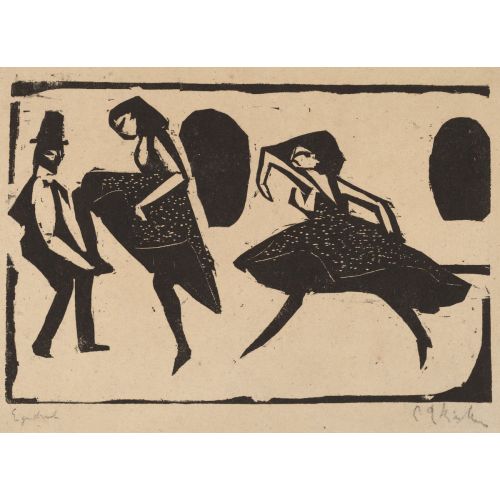 Ernst Ludwig Kirchner, Akrobatik Dans Dışavurumculuk Sanat Akımları Kanvas Efektli Tablo, Resim Kağıdı Baskısı