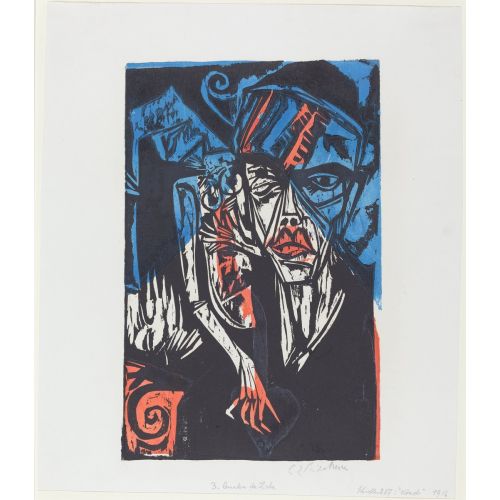 Ernst Ludwig Kirchner, Peter Schlemihls Wondrous Story Battles - The Agonies Of Love Expressionism Art Movements Canvas, Drawing