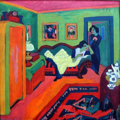 Ernst Ludwig Kirchner, Interieur Mit Zwei Maedchen