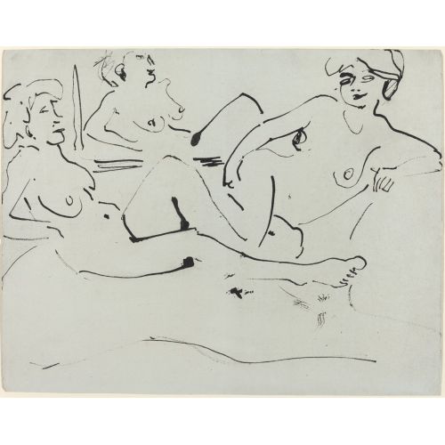 Ernst Ludwig Kirchner, Dodo And An Older Woman Reclining Before A Mirror