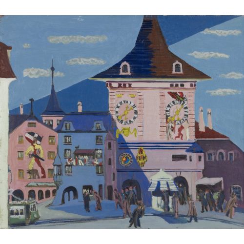 Ernst Ludwig Kirchner, Bern İle Belltower Dışavurumculuk Ernst Ludwig Kirchner, Bern İle Belltower Dışavurumculuk Sanat Akımları Kanvas Efektli Tablo, Resim Kağıdı Baskısı