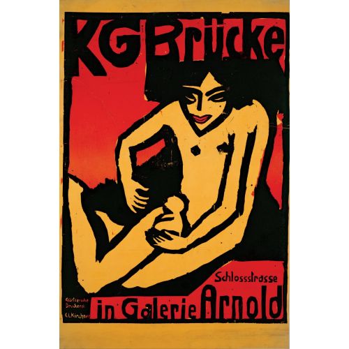 Ernst Ludwig Kirchner, Poster For The Exhibition For The Artists Group Die Brucke Expressionism Art Movements Canvas, Drawing