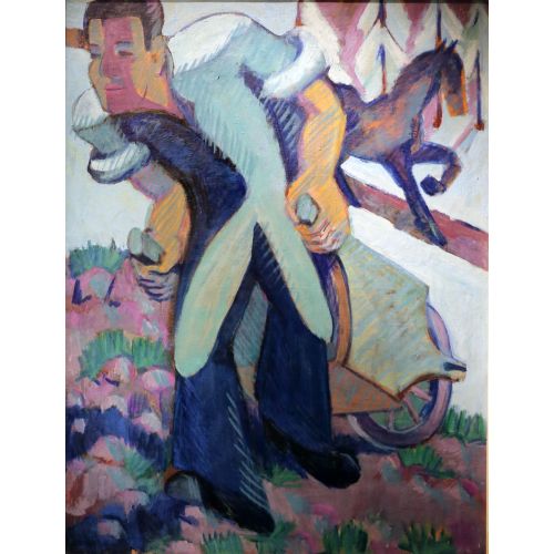 Ernst Ludwig Kirchner, Farmer Pulling A Wheelbarrow Ernst Ludwig Kirchner, Farmer Pulling A Wheelbarrow