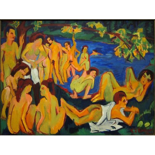 Ernst Ludwig Kirchner, Yıkananlara Dışavurumculuk Ernst Ludwig Kirchner, Yıkananlara Dışavurumculuk Sanat Akımları Kanvas Efektli Tablo, Resim Kağıdı Baskısı