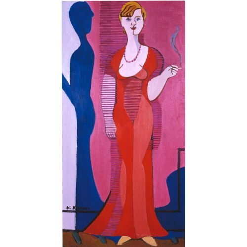 Ernst Ludwig Kirchner, Blonde Frau In Rotem Kleid Bildnis Elisabeth Hembus Expressionism Art Movements Canvas, Drawing Paper