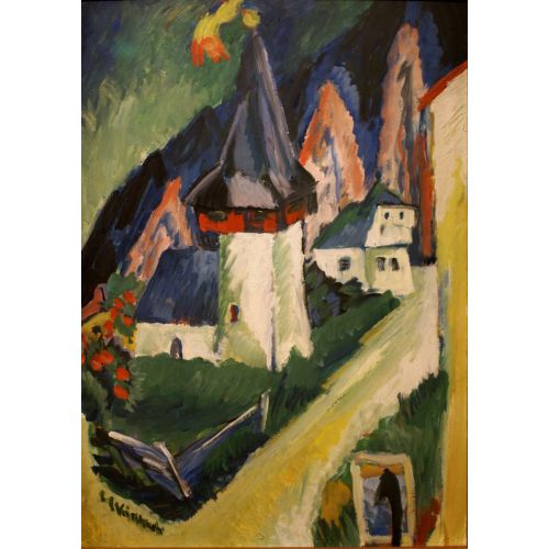 Ernst Ludwig Kirchner, View Of The Church In Monstein Expressionism Art Movements Canvas, Drawing Paper Prints, Reproduction Oil
