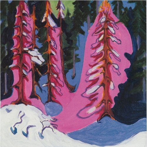 Ernst Ludwig Kirchner, Ormanın Kenarında Dışavurumculuk Ernst Ludwig Kirchner, Ormanın Kenarında Dışavurumculuk Sanat Akımları Kanvas Efektli Tablo, Resim Kağıdı Baskısı
