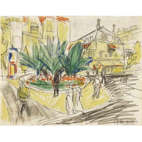 Ernst Ludwig Kirchner, Das Boskett Auf Dem Albertplatz In Dresden