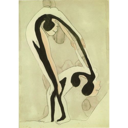 Ernst Ludwig Kirchner, Birkaç Akrobat Dışavurumculuk Sanat Akımları Kanvas Efektli Tablo, Resim Kağıdı Baskısı