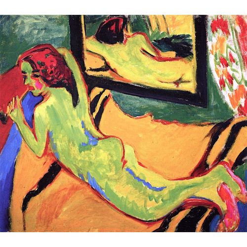Ernst Ludwig Kirchner, Bir Aynanın Önünde Yatan Çıplak Ernst Ludwig Kirchner, Bir Aynanın Önünde Yatan Çıplak