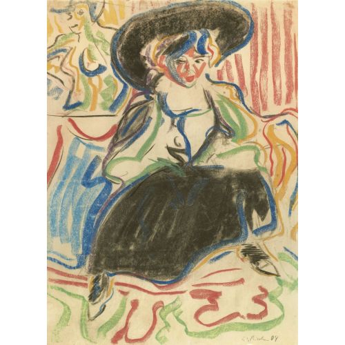 Ernst Ludwig Kirchner, Bir Kadın Dışavurumculuk Sanat Akımları Kanvas Efektli Tablo, Resim Kağıdı Baskısı