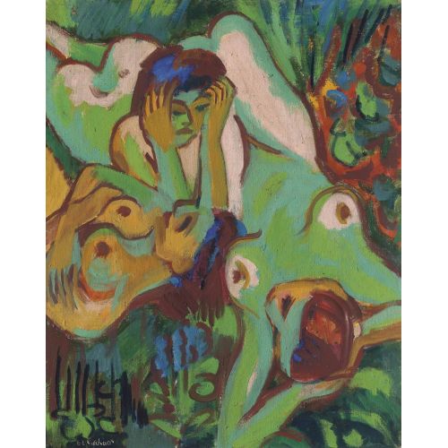 Ernst Ludwig Kirchner, Çayırda Yüzme Dışavurumculuk Ernst Ludwig Kirchner, Çayırda Yüzme Dışavurumculuk Sanat Akımları Kanvas Efektli Tablo, Resim Kağıdı Baskısı