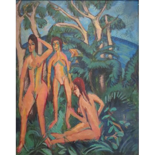 Ernst Ludwig Kirchner, Bathers Beneath Trees Fehmarn Ernst Ludwig Kirchner, Bathers Beneath Trees Fehmarn