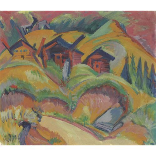 Ernst Ludwig Kirchner, Drei Hutten Am Hugel, Rote Hutten Ernst Ludwig Kirchner, Drei Hutten Am Hugel, Rote Hutten