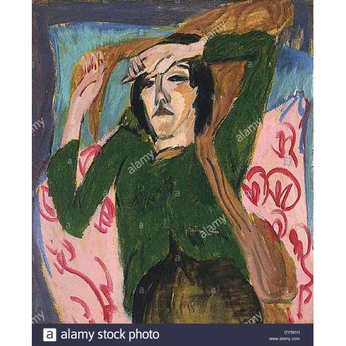 Ernst Ludwig Kirchner, Woman In A Green Blouse Expressionism Art Movements Canvas, Drawing Paper Prints, Reproduction Oil