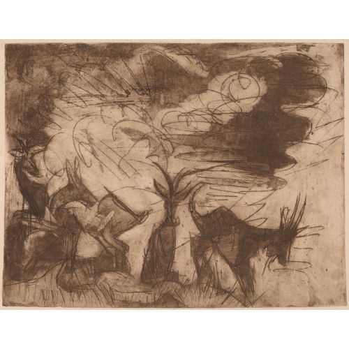 Ernst Ludwig Kirchner, Goats And Clouds
