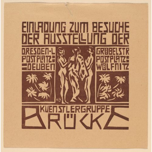 Ernst Ludwig Kirchner, Invitation To An Exhibition Of The Artists' Group Brucke