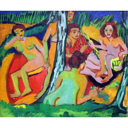 Ernst Ludwig Kirchner, Yıkananlara Dışavurumculuk Ernst Ludwig Kirchner, Yıkananlara Dışavurumculuk Sanat Akımları Kanvas Efektli Tablo, Resim Kağıdı Baskısı