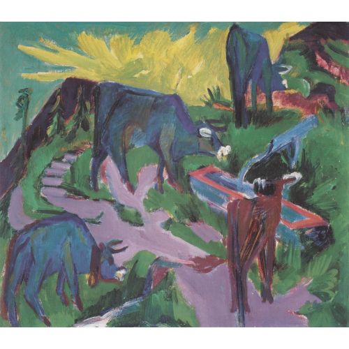 Ernst Ludwig Kirchner, Cows At Sunset