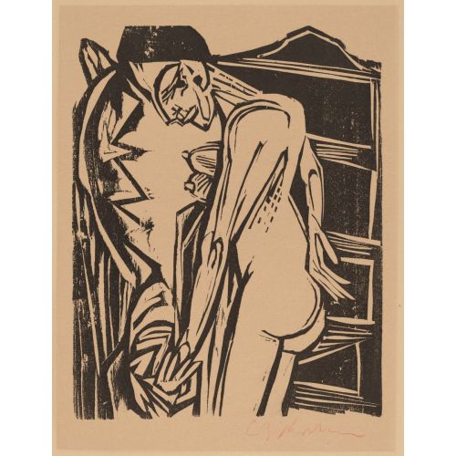Ernst Ludwig Kirchner, Female Nude Before A Cabinet Ernst Ludwig Kirchner, Female Nude Before A Cabinet