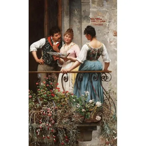Eugene De Blaas, A Favourite Fan Classicism Eugene De Blaas A Favourite Fan Classicism Art Movements Canvas, Drawing Paper Prints, Reproduction Oil Painting and High