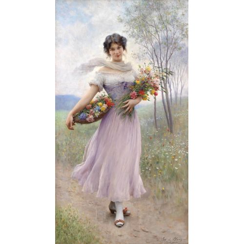 Eugene De Blaas, Lila Elbiseli Kız Eugene De Blaas, Lila Elbiseli Kız