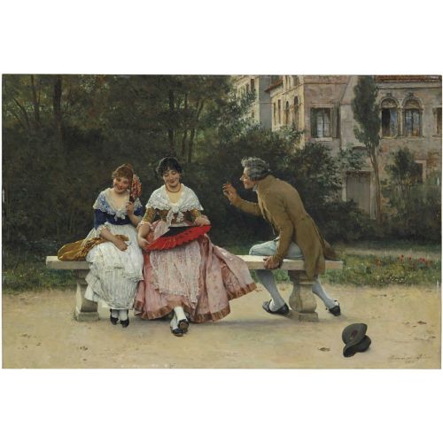 Eugene De Blaas, In The Park Classicism Eugene De Blaas In The Park Classicism Art Movements Canvas, Drawing Paper Prints, Reproduction Oil Painting and High Resolution