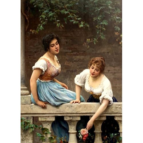 Eugene De Blaas Balkonda Klasizm Eugene De Blaas Balkonda Klasizm Sanat Akımları Kanvas Efektli Tablo, Resim Kağıdı Baskısı, Reprodüksiyon ve Yüksek