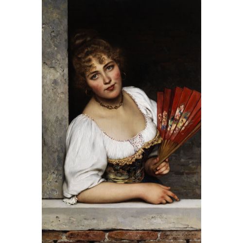 Eugene De Blaas, Kırmızı Yelpaze Eugene De Blaas, Kırmızı Yelpaze