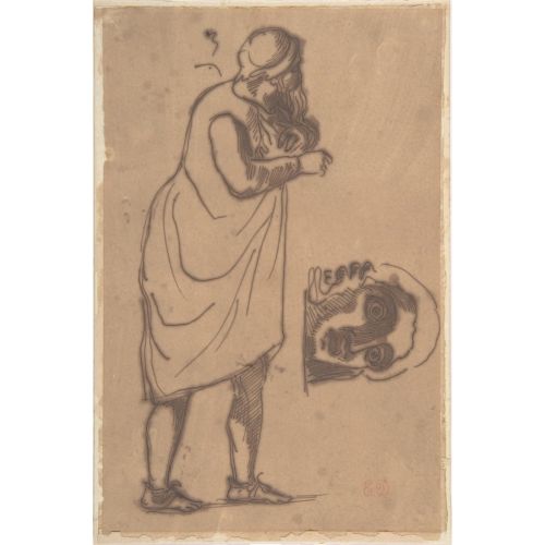 Eugene Delacroix, A Bearded Man Standing And A Classical Head Eugene Delacroix, A Bearded Man Standing And A Classical Head